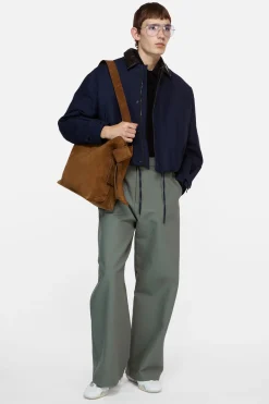 Bomber with faux leather collar
