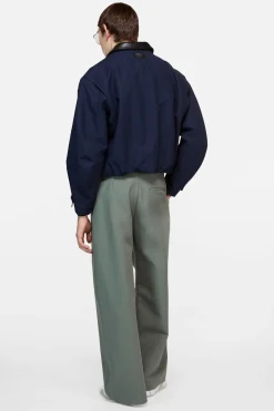 Bomber with faux leather collar