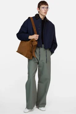 Bomber with faux leather collar