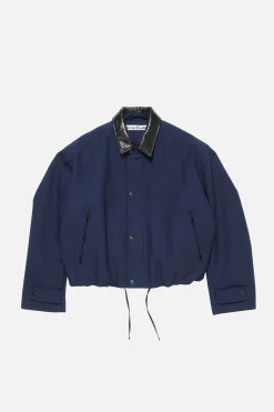 Bomber with faux leather collar