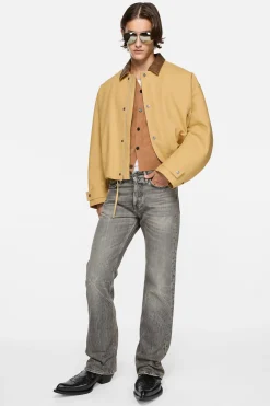 Bomber with faux leather collar