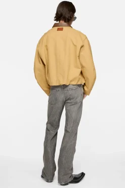 Bomber with faux leather collar