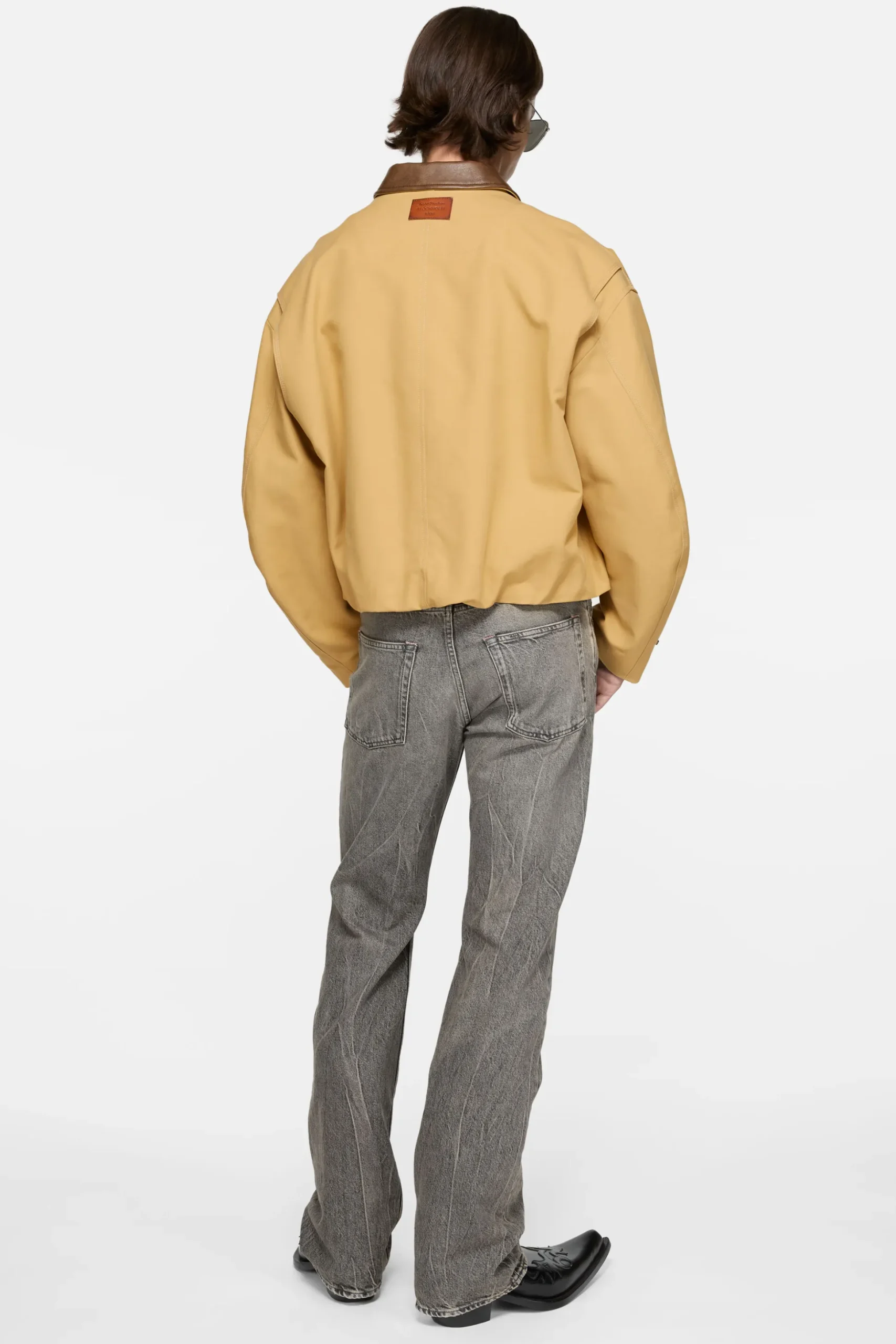 Bomber with faux leather collar