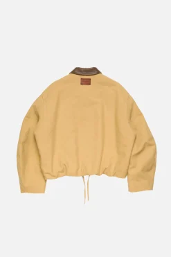 Bomber with faux leather collar