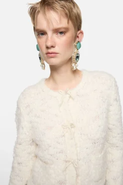Bow wool cardigan