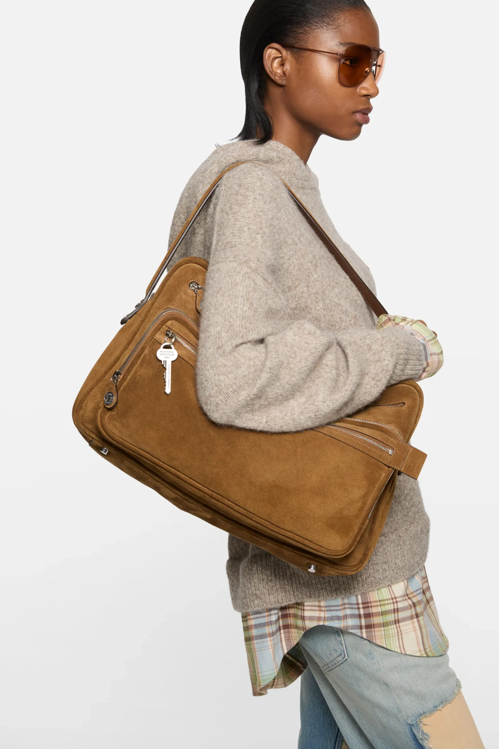 Camero Camera suede shoulder bag