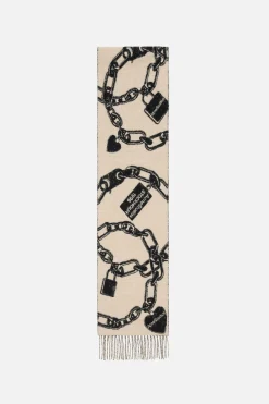 Chain logo wool scarf