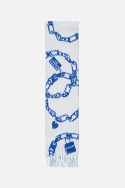 Chain logo wool scarf