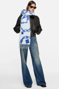 Chain logo wool scarf