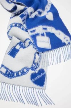 Chain logo wool scarf