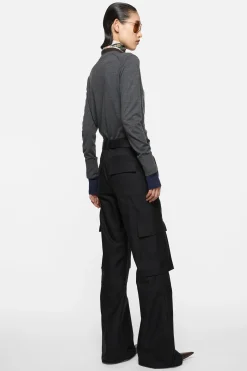 Cotton satin cargo trousers