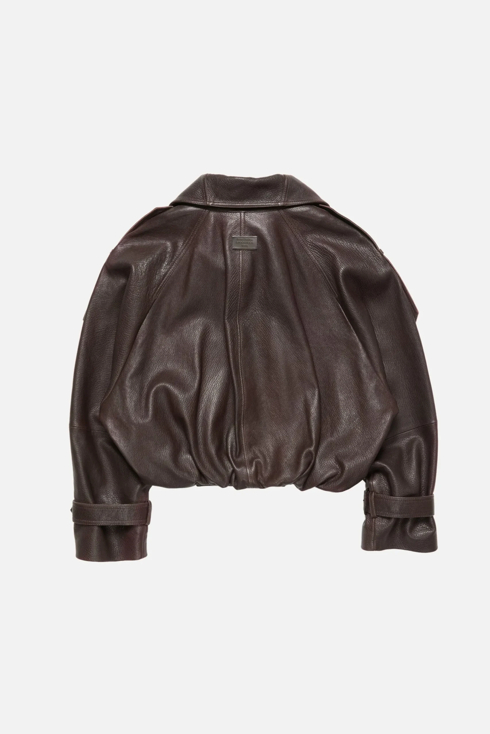 Cropped leather trench coat