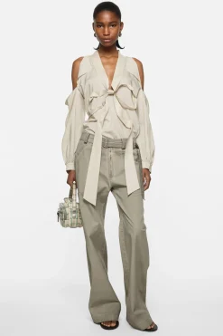 Cut-out blouse with bow