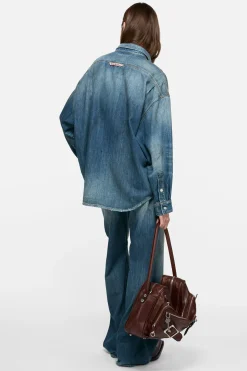 Denim button-up shirt