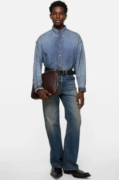 Denim button-up shirt