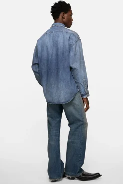 Denim button-up shirt