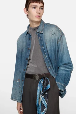 Denim button-up shirt