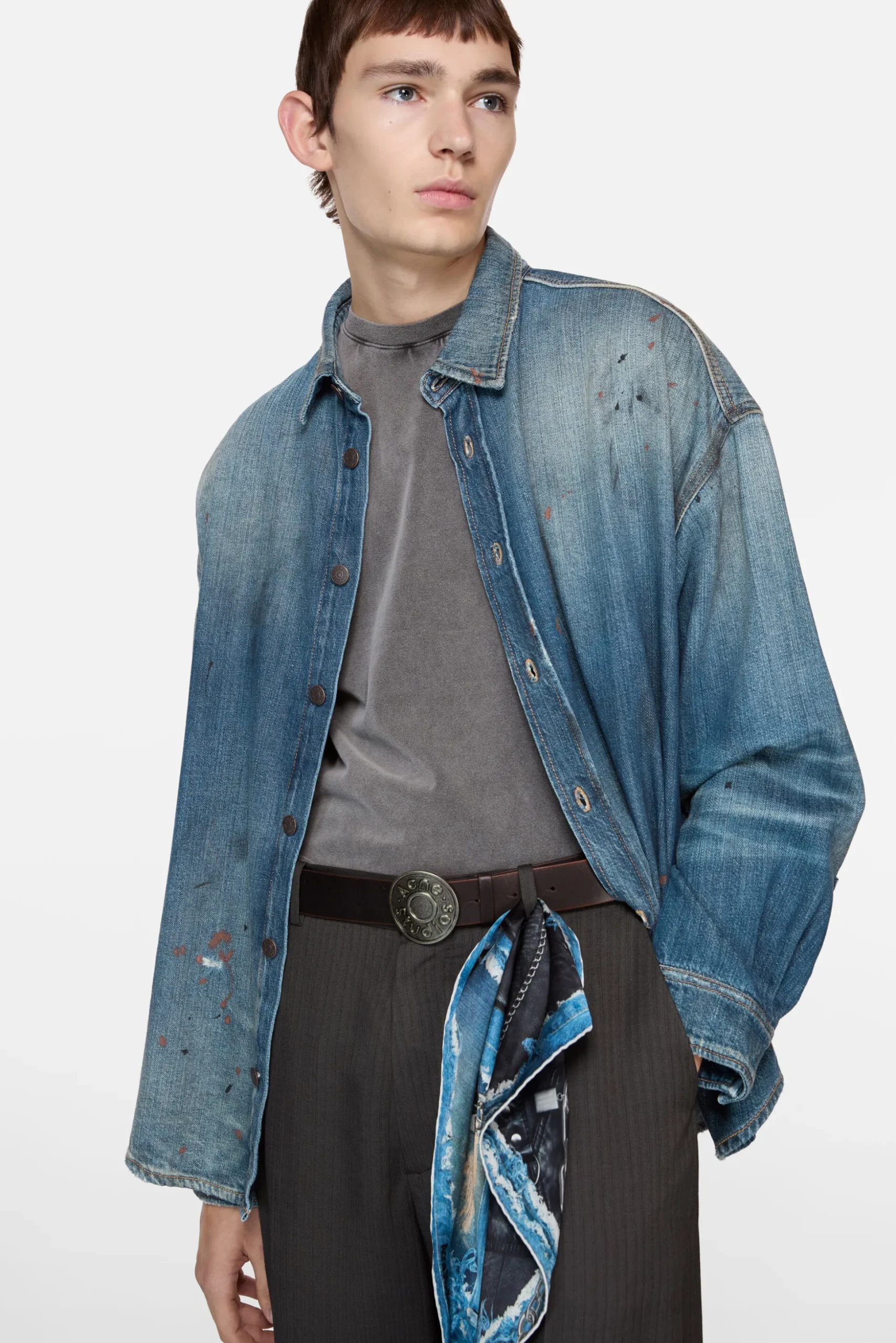 Denim button-up shirt