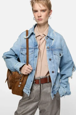 Distressed denim jacket