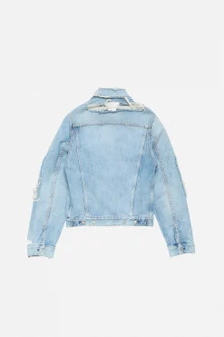 Distressed denim jacket