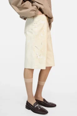 Distressed denim shorts