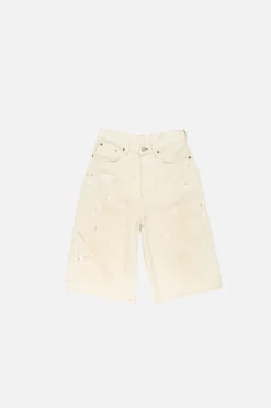 Distressed denim shorts