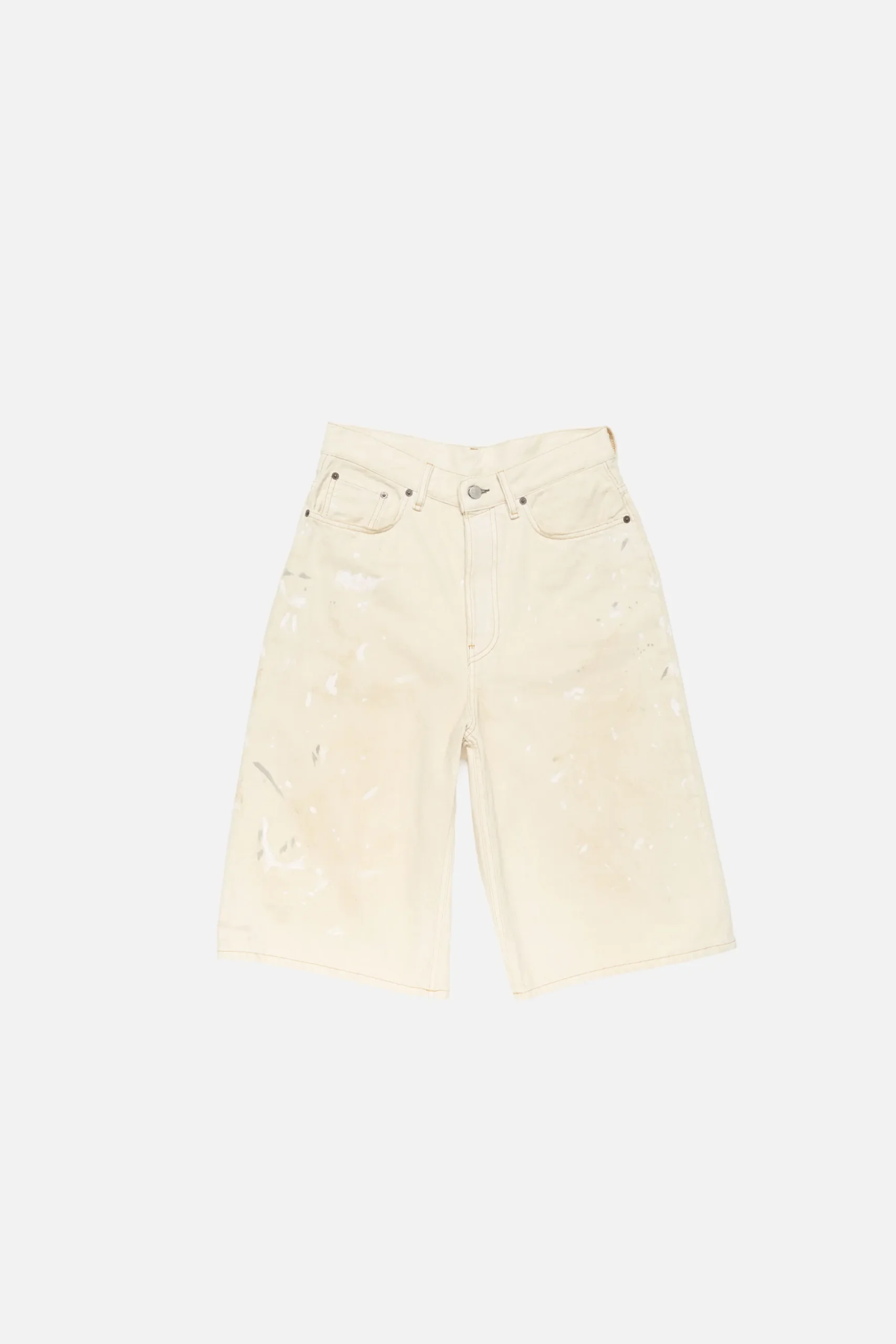 Distressed denim shorts