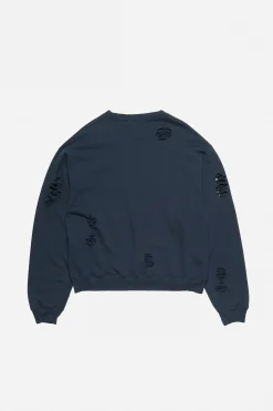 Distressed fleece sweatshirt