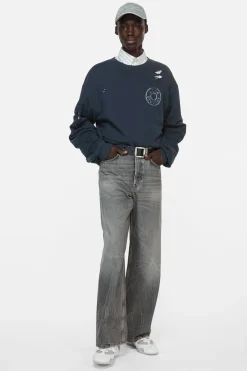 Distressed fleece sweatshirt