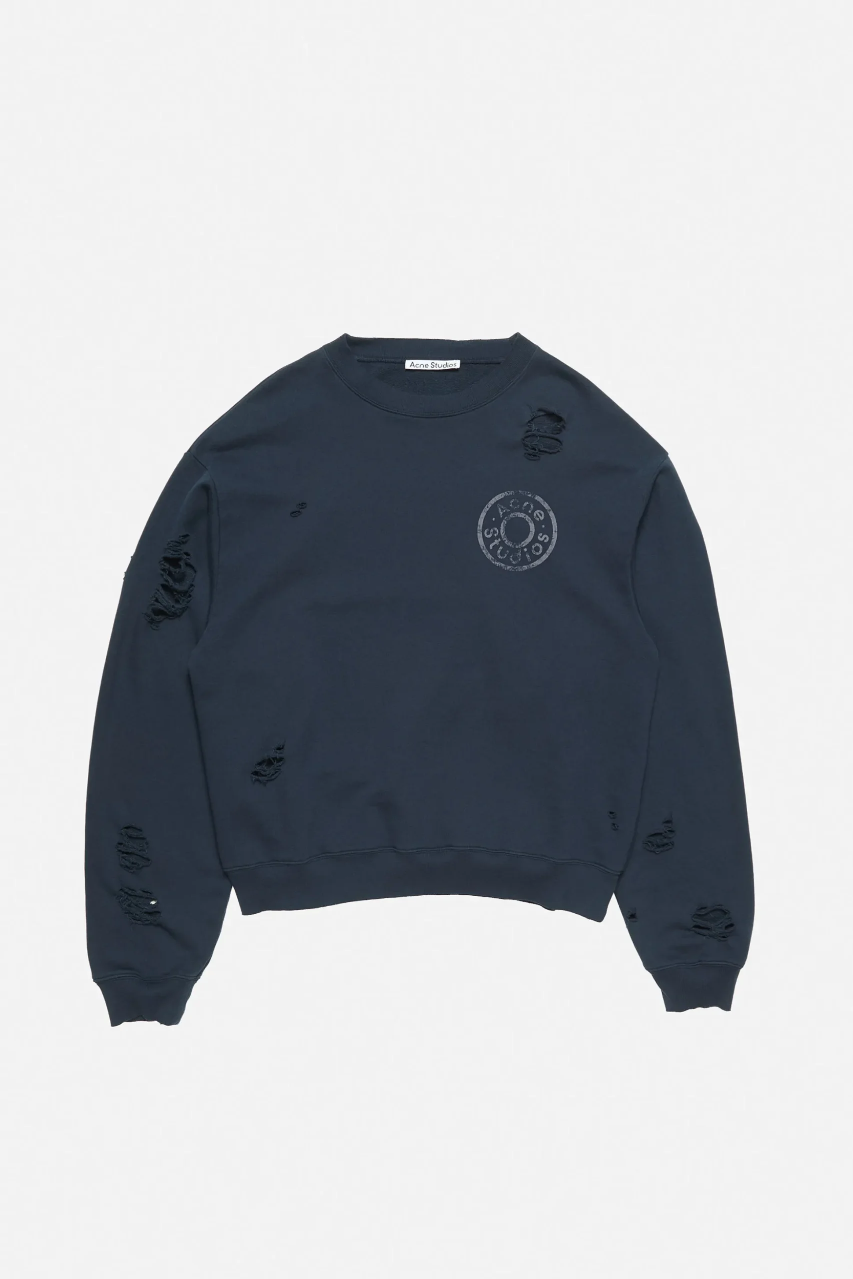 Distressed fleece sweatshirt