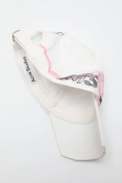 Distressed logo cap