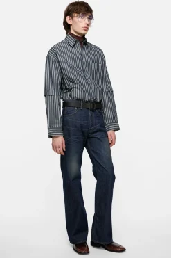 Double-sleeve striped shirt