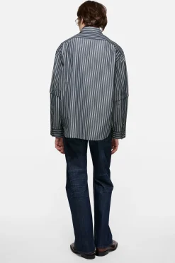 Double-sleeve striped shirt