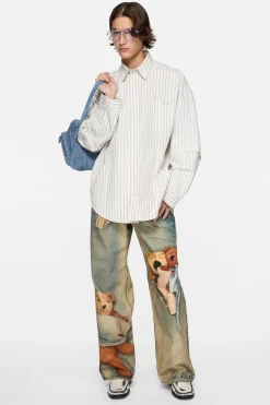 Double-sleeve striped shirt