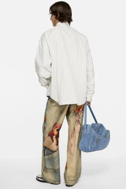 Double-sleeve striped shirt