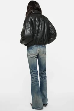 Faux leather bomber jacket