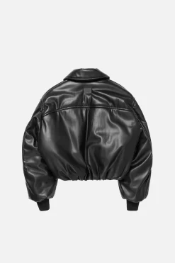 Faux leather bomber jacket