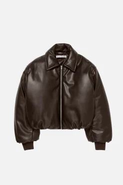 Faux leather bomber jacket
