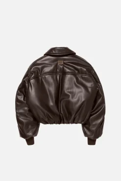 Faux leather bomber jacket