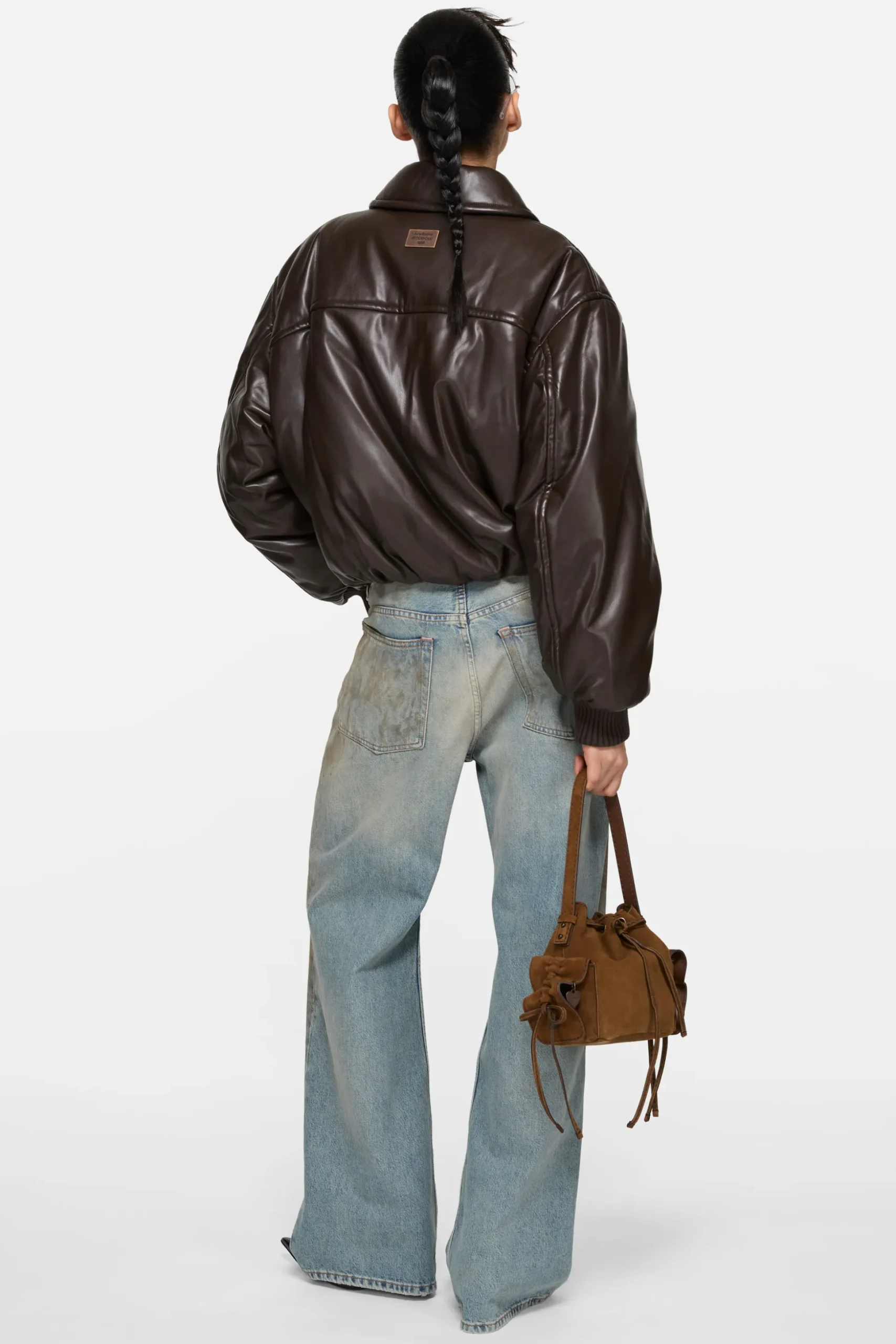 Faux leather bomber jacket