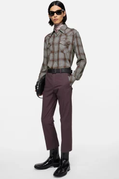 Flannel check button-up shirt