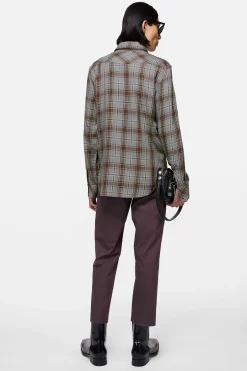 Flannel check button-up shirt