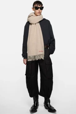 Fringe wool scarf - oversized