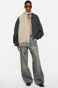 Fringe wool scarf - skinny