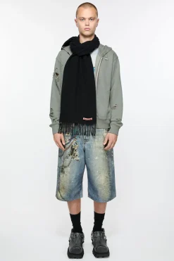 Fringe wool scarf - skinny