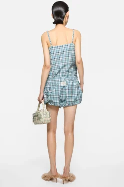 Gathered check shorts