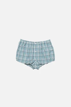 Gathered check shorts