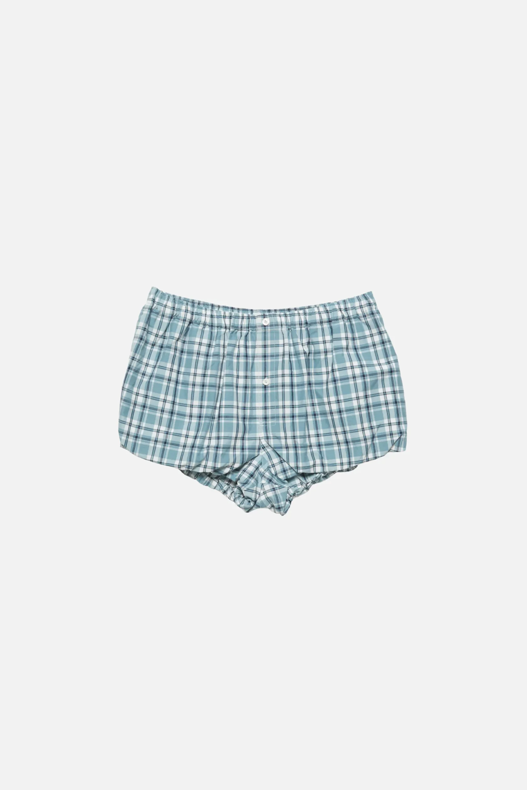 Gathered check shorts