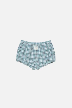Gathered check shorts