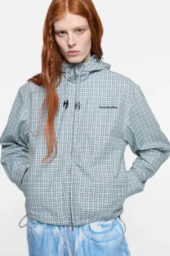 Hooded check jacket